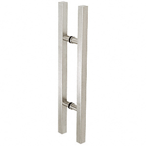 CRL Brushed Stainless Glass Mounted Square Ladder Style Pull Handle with Round Mounting Posts - 24" Overall Length
