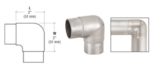 CRL Brushed Stainless Sharp Radius 90 Degree Corners for 1-1/2" Tubing