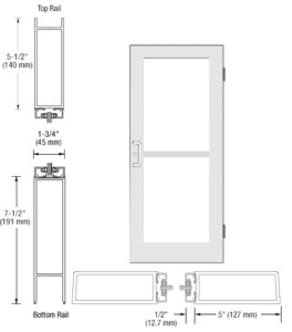 CRL-U.S. Aluminum White KYNAR® Paint Custom Single 36" x 84" Series 550 Wide Stile Butt Hinge Entrance Door