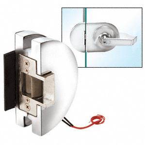 CRL Fail Secure Lever Lock Glass Keepers with Electric Strike - Polished Stainless Steel