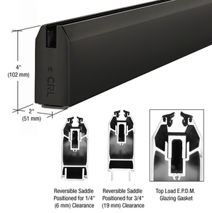 CRL Matte Black 4" x 240" Length Tapered Sidelite Rail