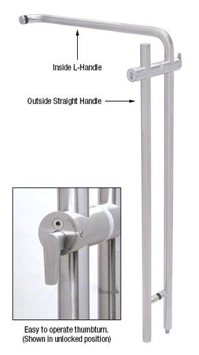 CRL 316 Brushed Stainless 42" Left Hand LLPA Series Locking Ladder Pull - Straight Exterior