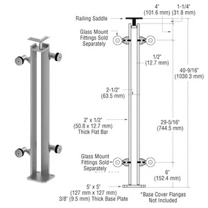 CRL Brushed Stainless P8 Series 42" Corner Post Fixed Fitting Railing Kit