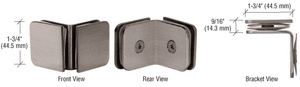 CRL Brushed Nickel 90 Degree Junior Traditional Style Glass Clamp for 1/4" Glass