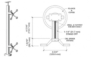 CRL Polished Stainless 36" P6 Series Spider 180 Degree Center Post Railing Kit