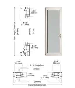 Custom White KYNAR® Paint Series 900 Hinged Left Swing In Terrace Single Door with 3-3/4" Bottom Rail and Standard Threshold