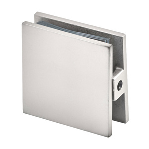 Satin Chrome 2" x 2" (51 x 51 mm) Wall Mount Designer Series Glass Clip