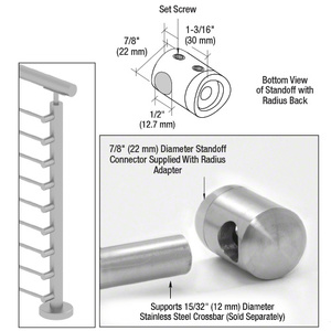 CRL 316 Brushed Stainless Right End Standoff Connector (Radius Back)