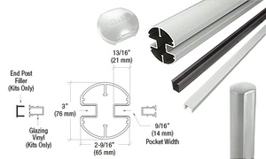 CRL Silver Metallic AWS 3" Diameter Round 180 Degree 60" End Post Kit
