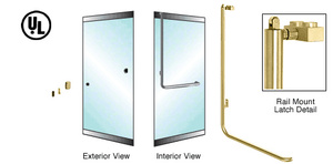 CRL-Blumcraft® Polished Brass Left Hand Reverse Low Profile Mount Retainer Plate "Z" Exterior, Top Securing Panic Handle