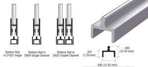 CRL Satin Anodized Aluminum Single Bottom Rail