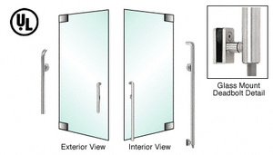 CRL-Blumcraft® Brushed Stainless Left Hand Reverse Glass Mount Cylinder/Cylinder "P" Exterior Bottom Securing Deadbolt Handle