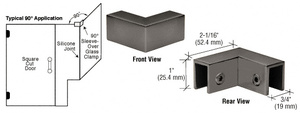 CRL Gun Metal 90 Degree "Sleeve Over" Glass Clamp