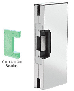 CRL Polished Stainless 4" x 10" RH/LHR Custom Center Lock Glass Keeper With Deadlatch Electric Strike
