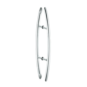 CRL Polished Stainless Glass Mounted Crescent Mid-Mount Back-to-Back Pull Handle - 18" (457 mm)
