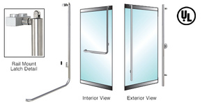CRL-Blumcraft® Brushed Stainless Right Hand Reverse Low Profile Dorr Mount Keyed Access "FS" Exterior, Top Securing Panic Handle