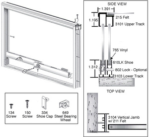 CRL Brite Anodized Wood End Showcase Track Assembly With Radius Rear Track