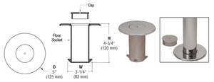 CRL Brushed Stainless Floor Socket With Cap for 2" Tubing