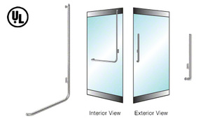 CRL-Blumcraft® Brushed Stainless Right Hand Double Acting Rail Mount 'H' Exterior Dummy Handle for 3/4" Glass