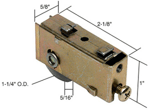 CRL 1-1/4" Steel Sliding Glass Door Roller with 5/8" Wide Housing for Smith Carry Doors