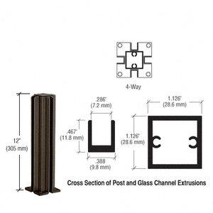 CRL Duranodic Bronze 12" 4-Way Design Series Partition Post