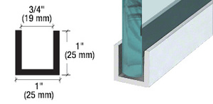 CRL Brite Anodized Wet Glaze 1" Deep U-Channel 240" Stock Length