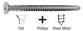 CRL 8 x 1-1/2" Stainless Steel Flat Head Phillips Sheet Metal Screws - 500/Bulk