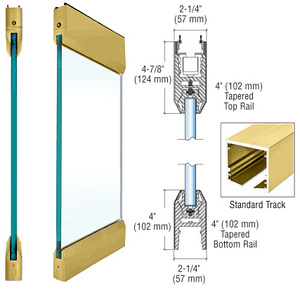 CRL Polished Brass Type 1 Standard SPS with 4" Tapered Rails Top and Bottom