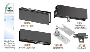 CRL Matte Black North American Patch Door Kit for Use with Fixed Transom - Without Lock