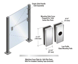 CRL Polished Stainless Low Profile Glass Mounting Pads for 1900 Series Rim Panic