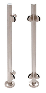 CRL Brushed Stainless Steel Schedule 40 Corner Post Rail for Use with Glass Infill Panels