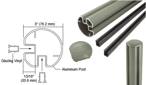 CRL Beige Gray 3" Diameter Round 90 Degree 36" Corner Post Kit