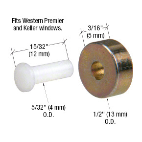 CRL 1/2" Steel Sliding Window Replacement Roller with Axle Pin for Premiere and Keller Windows