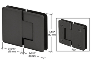 CRL Matte Black Pinnacle 180 Series 180 Degree Glass-to-Glass Standard Hinge