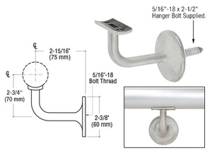 CRL Brushed Stainless Pismo Series Concealed Surface Mounted Hand Railing Bracket for 2" Tubing