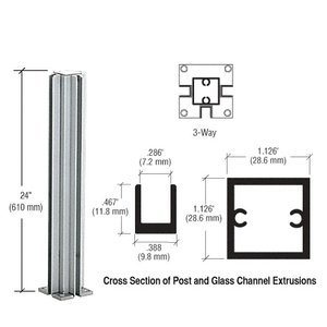 CRL Satin Anodized 24" 3-Way Design Series Partition Post