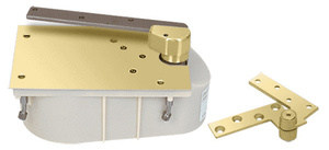 Rixson® Polished Brass 27 Series Left Hand 3/4" Offset 105º Selective Hold Open Floor Mounted Closer - Complete Package