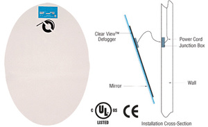 CRL 24" x 32" Clear View™ Oval Mirror Defogger