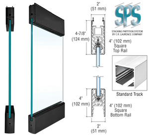 CRL Black Type 3 Standard SPS with 4" Square Rails Top and Bottom