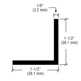CRL-U.S. Aluminum Custom KYNAR® Paint L-Bar 1-1/2" x 1-1/2" x 1/8" - 21'-2"
