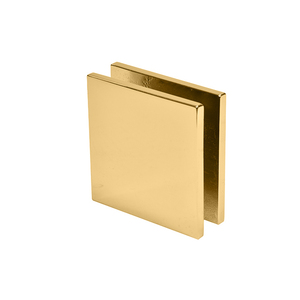 CRL French Gold Square Style Hole-in-Glass Fixed Panel U-Clamp