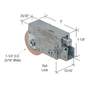 CRL 1-1/4" Steel Ball Bearing Sliding Glass Door Roller with 15/16" Wide Housing for Acorn Doors