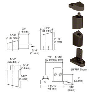 CRL Dark Bronze Left Hand 0P400 Top and Bottom Pivot Set