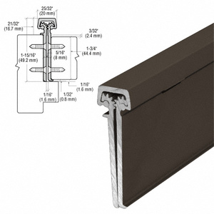 CRL Dark Bronze Anodized 120" Heavy-Duty Concealed Leaf Hinge with Lip for 1-3/4" Entry Door