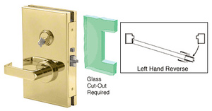 CRL Polished Brass 6" x 10" LHR Center Lock With Deadlatch in Storeroom Function