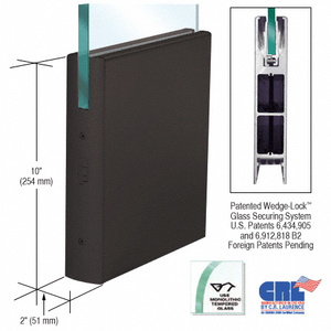 CRL Oil Rubbed Bronze 1/2" Glass 10" Square Door Rail Without Lock - Custom Length