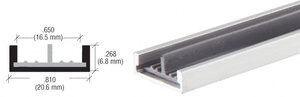 CRL Satin Anodized Lower Track with Plastic Insert for 1/4" Panels - 12'