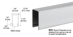 CRL Polished Stainless U-Channel Cap for 1/2" or 5/8" Glass