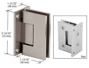 CRL Brushed Nickel Junior Geneva 037 Series Wall Mount Full Back Plate Hinge