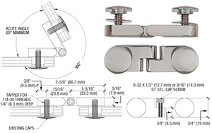 CRL Brushed Nickel Low Profile Cap Angle Panel Connector